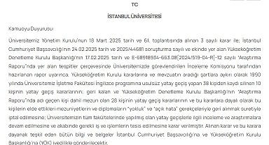 İstanbul - İstanbul Üniversitesi'nden diploma soruşturmasına ilişkin açıklama