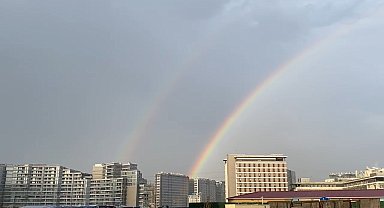 İstanbul - Küçükçekmece'de yağmur sonrası çift gökkuşağı