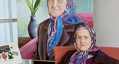 Kadınlar Günü'nde ziyaret ettiği huzurevinin en yaşlısını resmetti