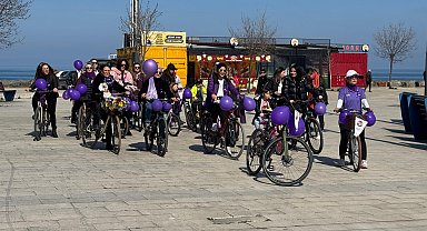 Ordu'da kadınlar '8 Mart' için pedal çevirdi