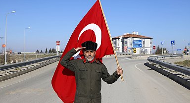 Şehitler için İstanbul'dan Çanakkale'ye yürüyen gazi torunu Edirne'ye ulaştı
