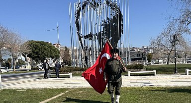 Şehitler için İstanbul'dan Çanakkale'ye yürüyen gazi torunu Tekirdağ'da