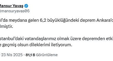 6.2 büyüklüğündeki deprem Ankara'da hissedildi