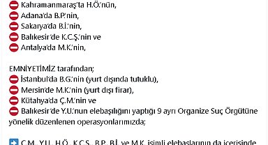 8 ilde suç örgütü operasyonları; 86 şüpheli tutuklandı