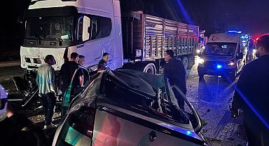 Adana'da refüjü aşıp karşı yöne geçen otomobil, kamyonla çarpıştı: 1 ölü, 1 yaralı