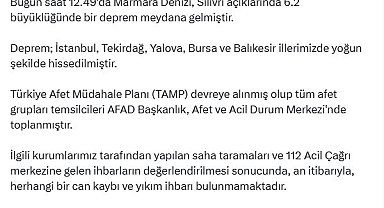 AFAD: Can kaybı ve yıkım ihbarı bulunmamaktadır
