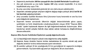 AFAD'dan deprem değerlendirmesi: 184 artçı sarsıntı kaydedildi
