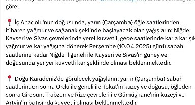 AFAD'dan İç Anadolu ve Doğu Karadeniz için yağış uyarısı