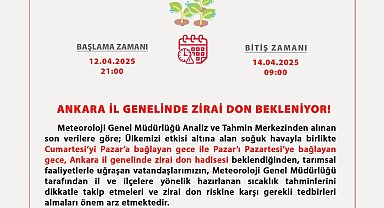 Ankara Valiliği'nden 'zirai don' uyarısı