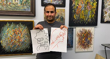 Aynı anda elleriyle 2 farklı resim çizen üniversitelinin hedefi sergi açmak