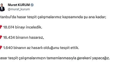 Bakan Kurum: İstanbul'da 1640 bina az hasarlı