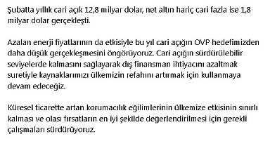 Bakan Şimşek: Cari açığın OVP hedefimizden daha düşük gerçekleşmesini öngörüyoruz