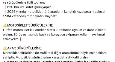 Bakan Yerikaya: 1 haftada 497 bin aracasürücüye işlem yapıldı