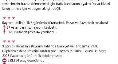 Bakan Yerlikaya: Bayram tatilinin ilk 3 gününde 27 vatandaşımız hayatını kaybetti