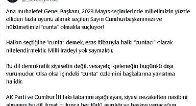 Cevdet Yılmaz: Halkın seçtiğine 'cunta' demek, halkı 'cuntacı' olarak nitelendirmektir