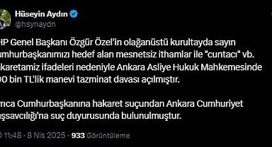 Cumhurbaşkanı Erdoğan'dan, Özgür Özel'e 500 bin TL'lik tazminat davası