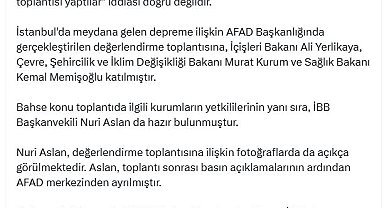 DMM: 'AFAD'da İBB'siz deprem toplantısı yaptılar' iddiası doğru değildir