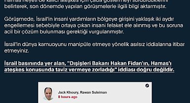 DMM: 'Bakan Fidan'ın Hamas'ı ateşkes konusunda taviz vermeye zorladığı' iddiası doğru değildir