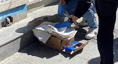 Fünye ile patlatılan kutudan kağıt çıktı