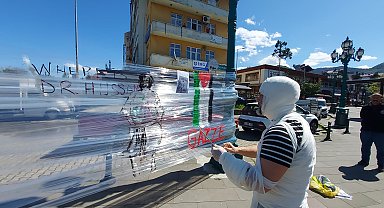 Gazze'de yaşananlara sanatıyla dikkat çekti