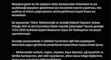 İçişleri Bakanlığı'ndan afetlere karşı hazırlık çalışması genelgesi