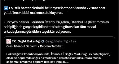 İstanbul - Bakan Memişoğlu'ndan, 'deprem tatbikatı' paylaşımı