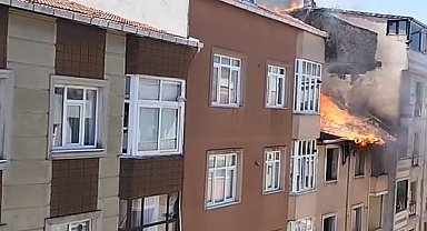 İstanbul - Gaziosmanpaşa'da 4 katlı binada yangın-1