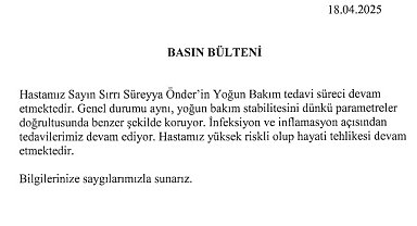 İstanbul- Hastaneden Sırrı Süreyya Önder'in sağlık durumuyla ilgili açıklama