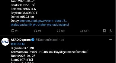 İstanbul - İstanbul'da 1 dakika arayla 2 deprem meydana geldi