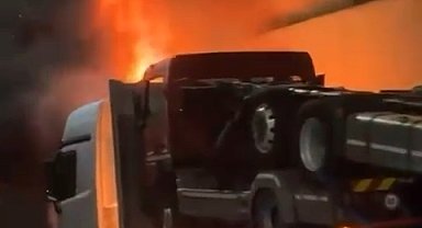 İstanbul- Sabiha Gökçen Havalimanı Tüneli'nde TIR yangını -1