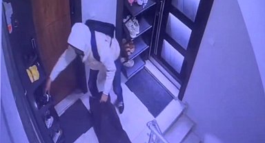 İstanbul - Sultangazi'de apartmandan ayakkabı hırsızlığı kamerada