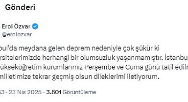 İstanbul'da üniversiteler 2 gün tatil edildi