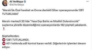 Mersin merkezli 20 ilde yasa dışı bahis operasyonu; 128 şüpheli tutuklandı