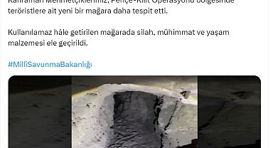 MSB: Pençe-Kilit bölgesinde tespit edilen mağarada silah ve mühimmat ele geçirildi