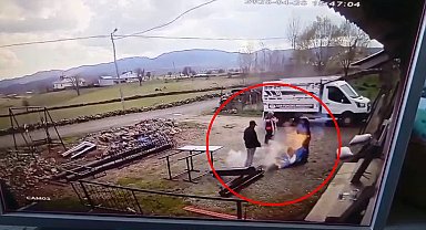 Spiral makinesiyle kesilmek istenen varil patladı; o anlar kamerada