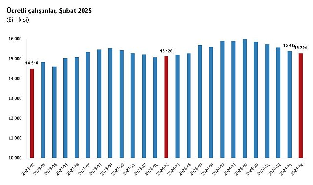 TÜİK: Ücretli çalışan sayısı yıllık yüzde 1,1 arttı