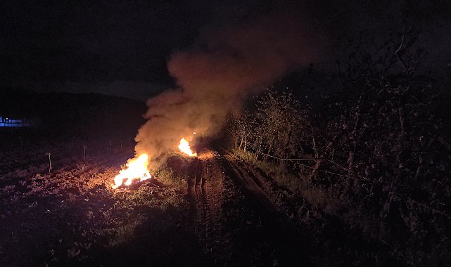 Üreticiler meyve ağaçlarını yaktıkları ateşlerle soğuktan koruyor