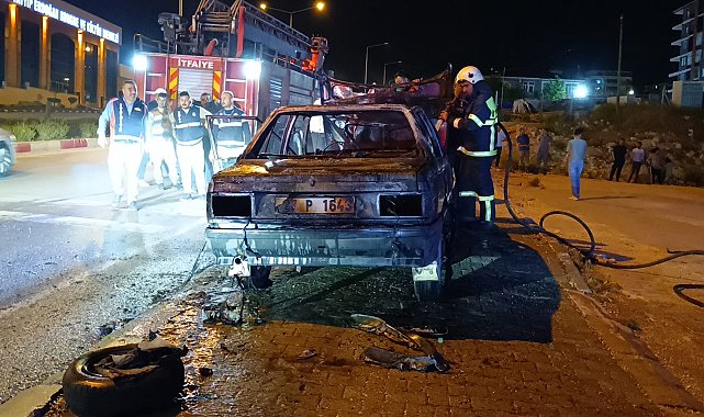 Alkollü sürücü otomobilini yaktı