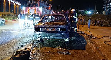 Alkollü sürücü otomobilini yaktı