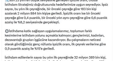 Bakan Işıkhan: İşsizlik oranı, hedeflerimize uygun seyrediyor