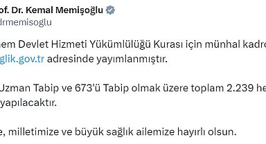 Bakan Memişoğlu: 2 bin 239 hekim ataması yapılacak