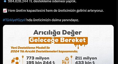 Bakan Yumaklı: Arıcılık sektörüne 984 milyon TL destekleme ödemesi yaptık