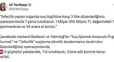 Çanakkale merkezli 3 ilde 'tefeci' operasyonu; 7 tutuklama