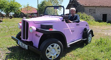 Çapa motoruyla nostaljik otomobil yaptı