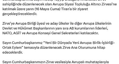 Cumhurbaşkanı Erdoğan, Arnavutluk'a ziyaret gerçekleştirecek