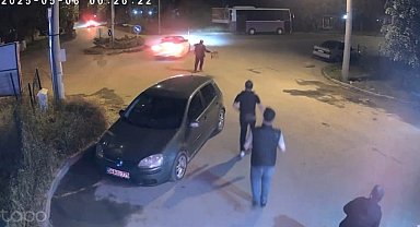 Drift yapan sürücünün otomobiline tabure fırlattı