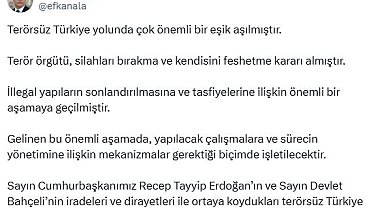 Efkan Ala: Terörsüz Türkiye yolunda çok önemli bir eşik aşılmıştır