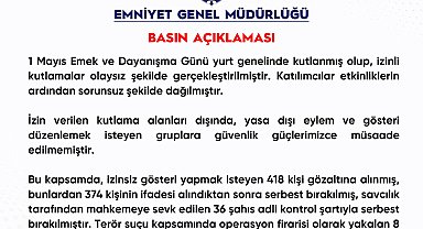 EGM'den 1 Mayıs açıklaması; 418 kişi gözaltına alındı