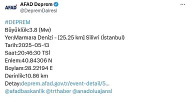 İstanbul- İstanbul'da 3.8 büyüklüğünde deprem meydana geldi