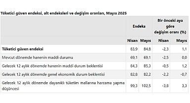 TÜİK: Tüketici güven endeksi mayısta arttı